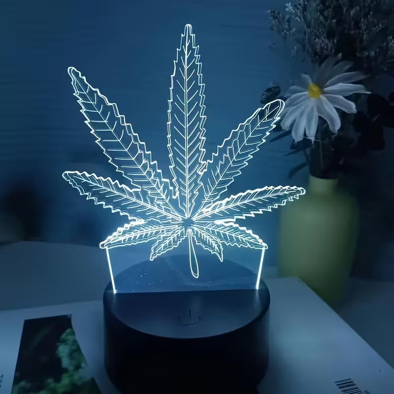 Lampe LED 3D Cannabis | Multicolore - Un objet de décoration qui apporte ambiance et style. 