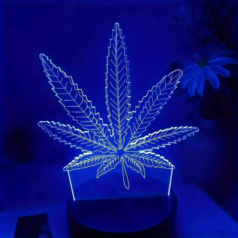 Lampe LED 3D Cannabis | Multicolore - Un objet de décoration qui apporte ambiance et style. 