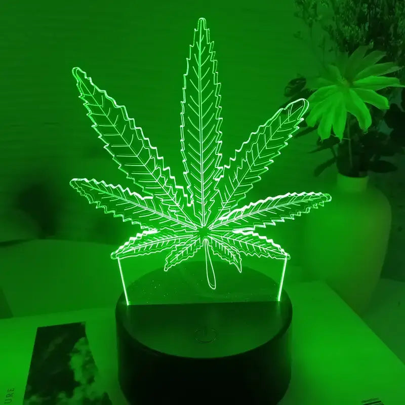 Lampe LED 3D Cannabis | Multicolore - Un objet de décoration qui apporte ambiance et style. 