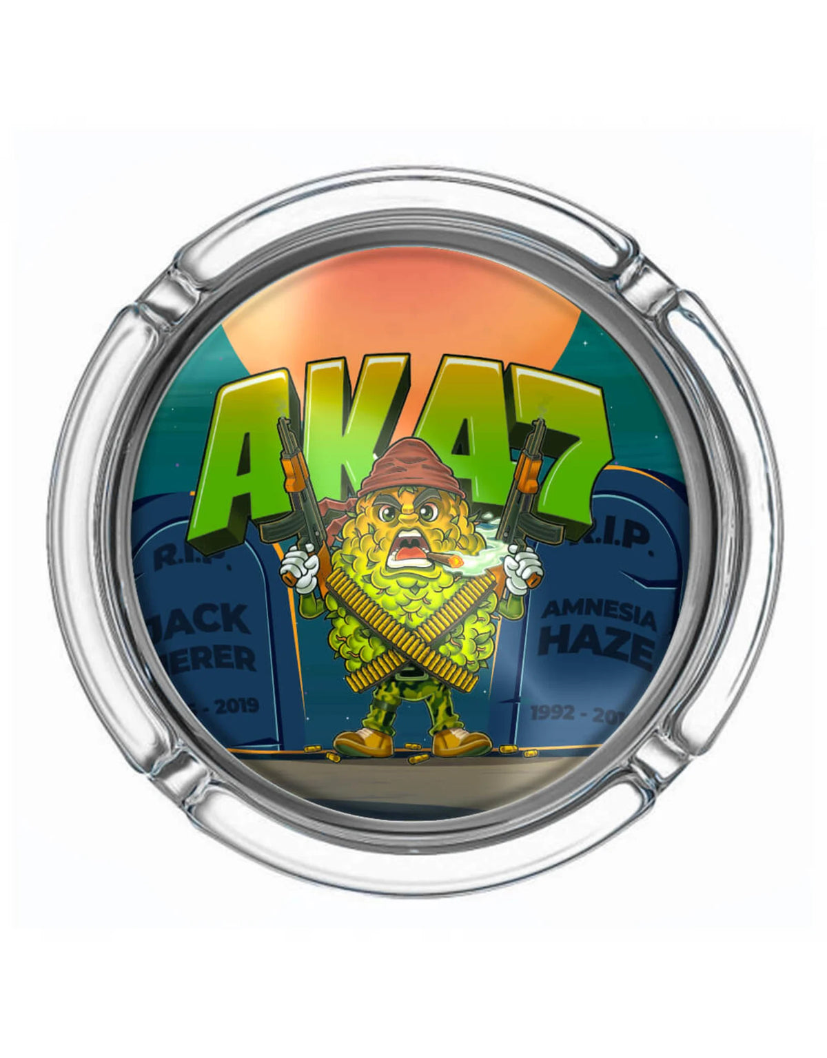 Cendrier en verre « AK47 » petit format | Best Buds - Compact, coloré et avec du caractère. 