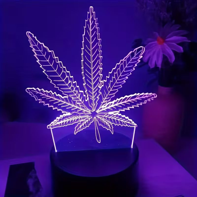 Lampe LED 3D Cannabis | Multicolore - Un objet de décoration qui apporte ambiance et style. 