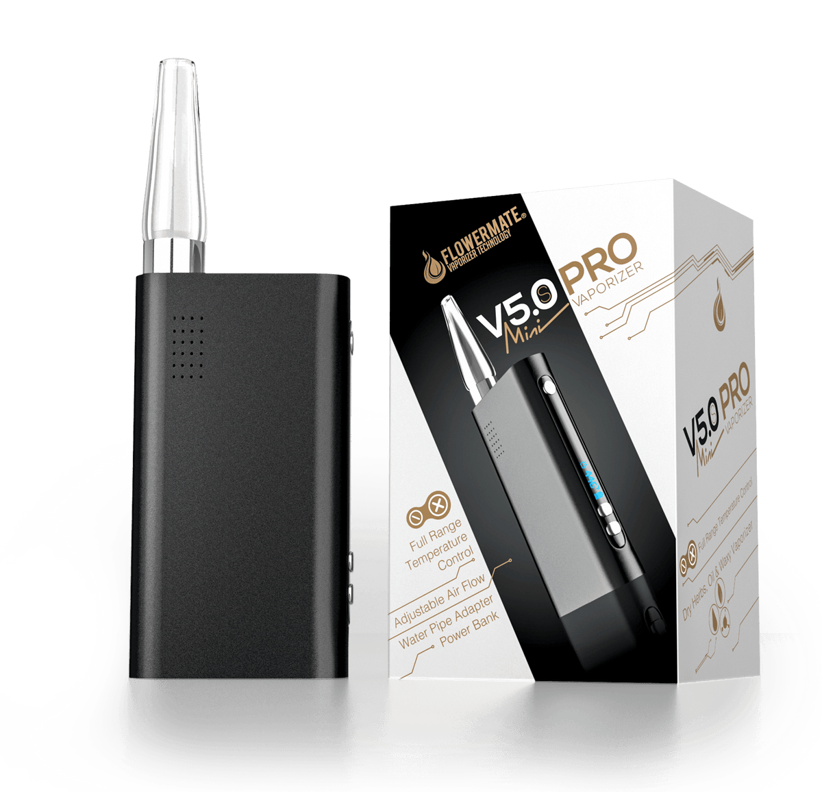 Flowermate V5.0s Mini Pro – Dry Herb Vaporizer met flexibele temperatuurregeling
